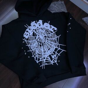 Spyder Black Hoodie with White Web Design